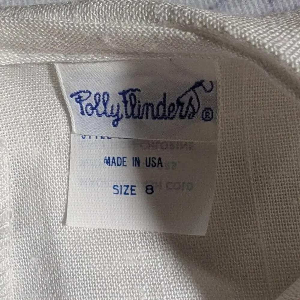 Vtg 1970s Polly Flinders White Drop Waist Embroidered First Communion Dress Sz 8